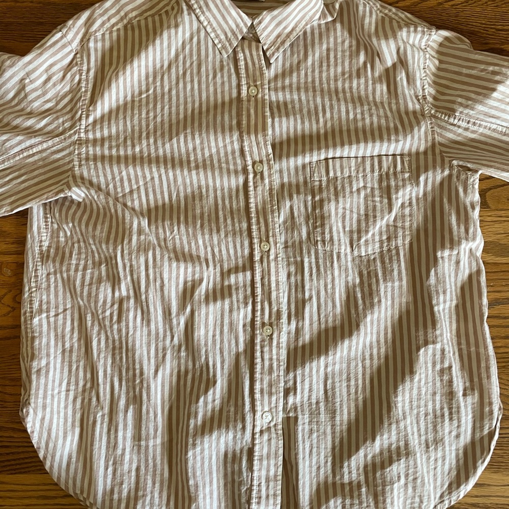 Sonoma Tan and White Casual Button Down Shirt